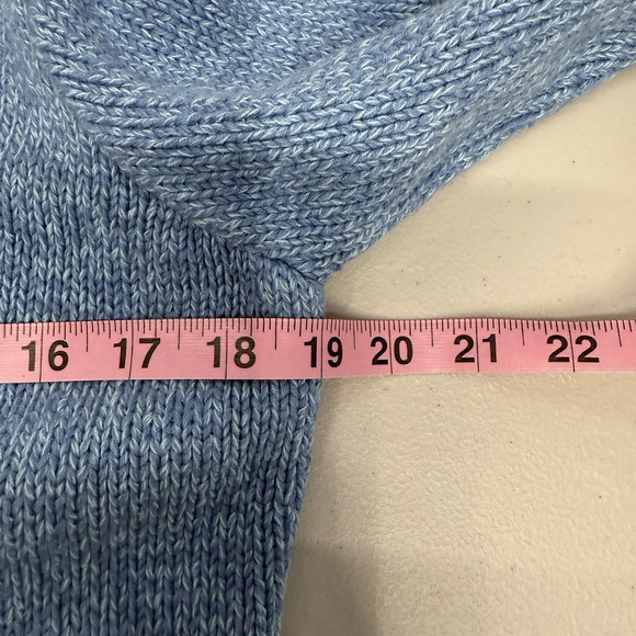 L.L. Bean Cotton Cardigan Sweater Womens Size M Marled Blue Coastal Grandma - Picture 6 of 7